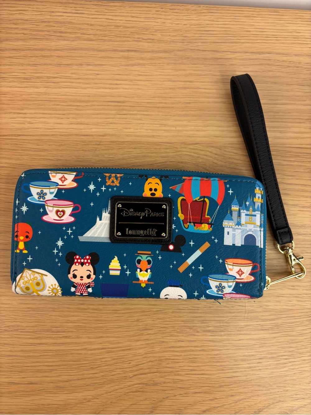 Disney Parks Attractions Minis Zip-Around Wristlet Wallet by Loungefly NWOT